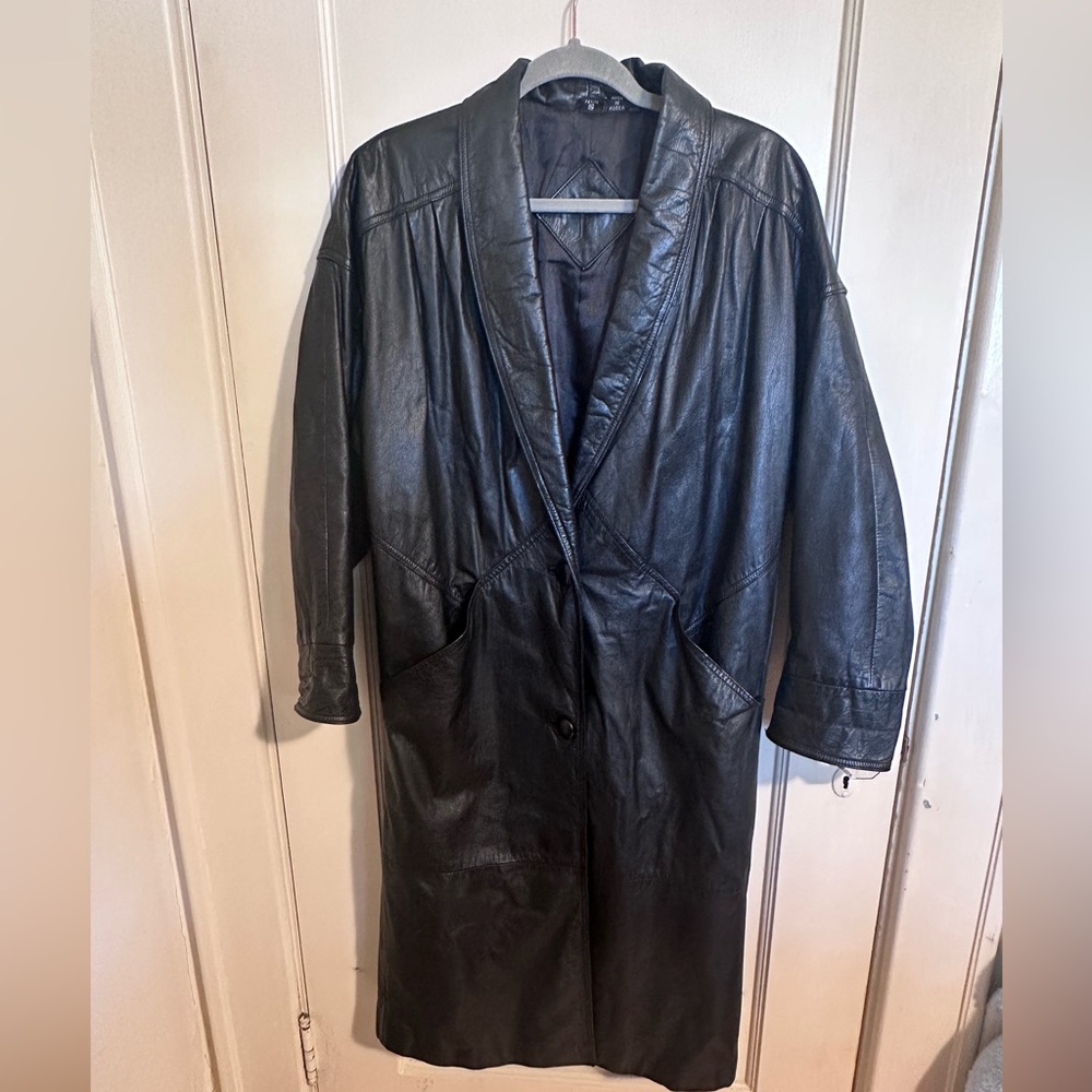 Vintage Jacqueline Ferrar Leather Trench Coat Petite S